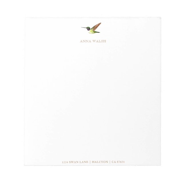 Personalized Anna's Hummingbird Notepad (Front)