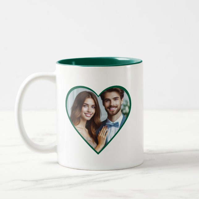 Personalized Anniversary Custom Photo Heart Mug (Left)