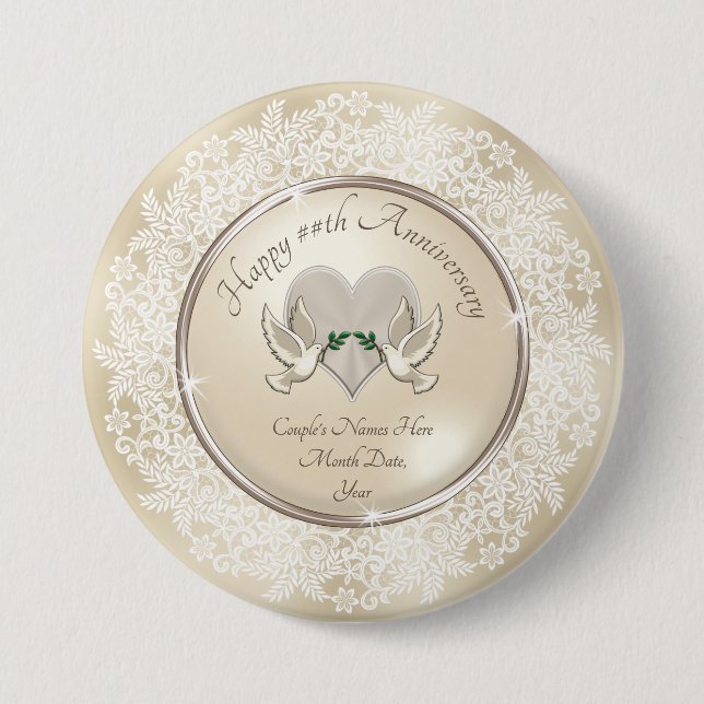 Personalized Anniversary Favours Cheap 3 Inch Round Button (Front)