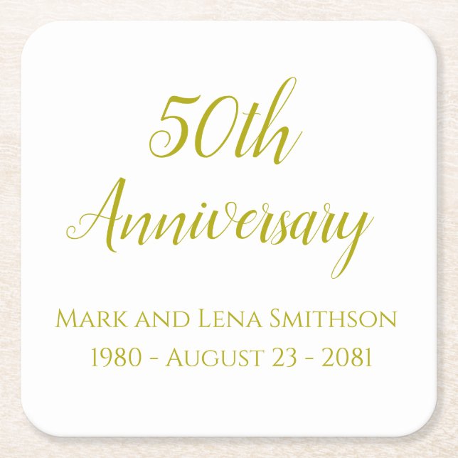 Personalized Anniversary Paper Party Drink Coaster (Front)