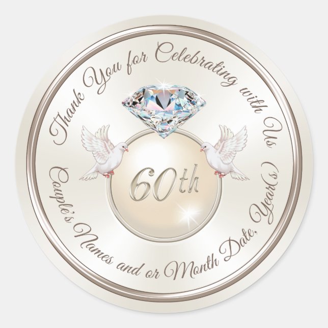 Personalized Anniversary Party Favour Stickers (Front)