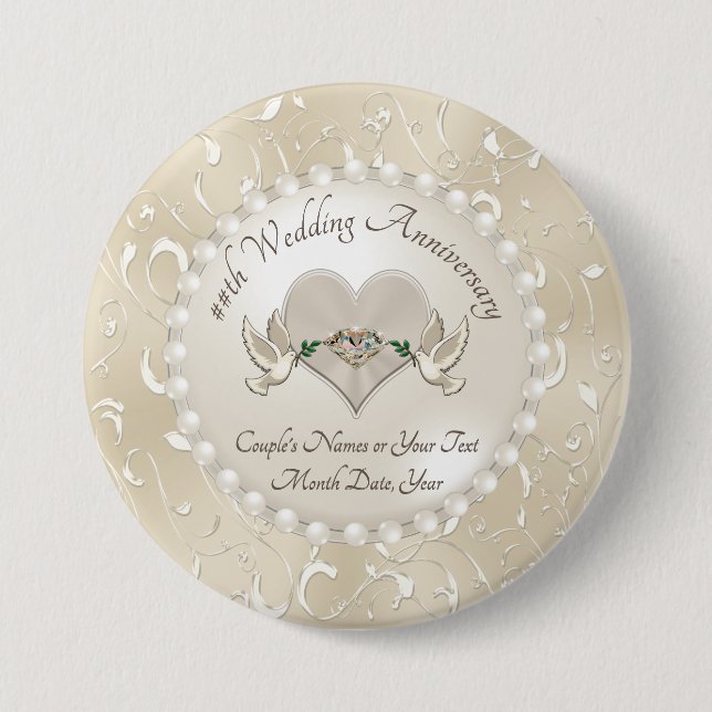 Personalized Anniversary Party Favours for Guests 3 Inch Round Button (Front)