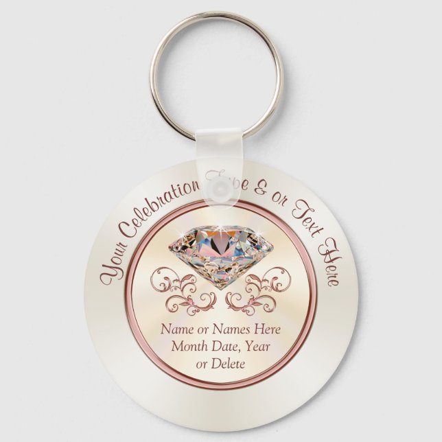 Personalized Anniversary Party Favours or Wedding Keychain (Front)