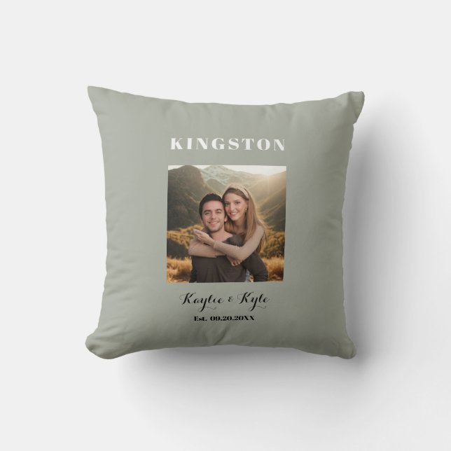 Personalized Anniversary Photo Keepsake   Throw Pillow (Front)