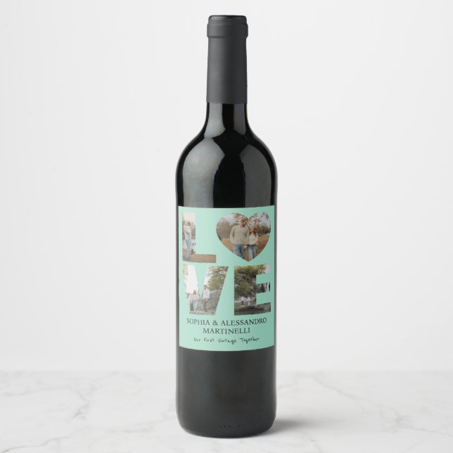 Personalized Anniversary Photo Wine Bottle Label  (Front)