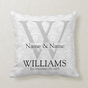 Personalized Anniversary, Wedding, Occasion Damask Throw Pillow