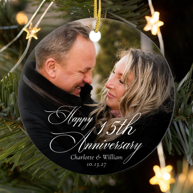 Personalized Anniversary Wedding Photo Ceramic Ornament (Creator Uploaded)