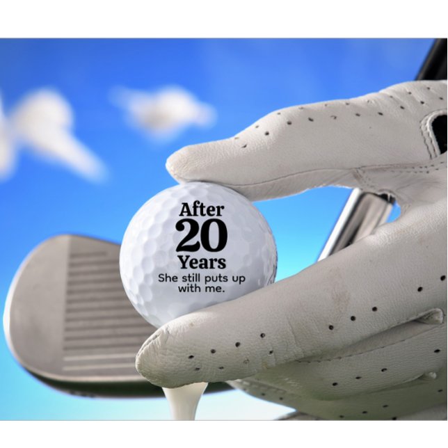 Personalized Anniversary Years Black Colour Font Golf Balls (Modern Personalized Marriage Anniversary golf ball)