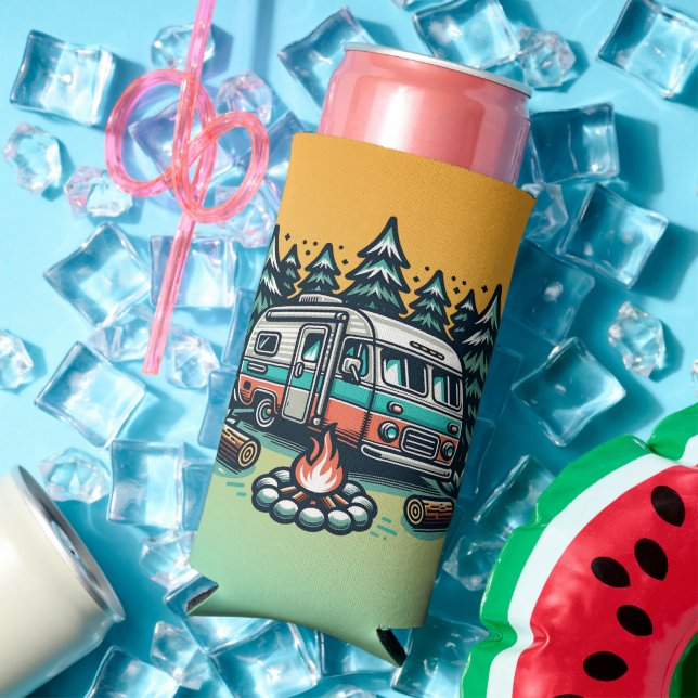 Personalized Annual Camping Trip  Seltzer Can Cooler (In Situ Summer)