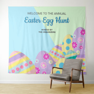 Personalized Annual Easter Egg Hunt photo backdrop Tapestry