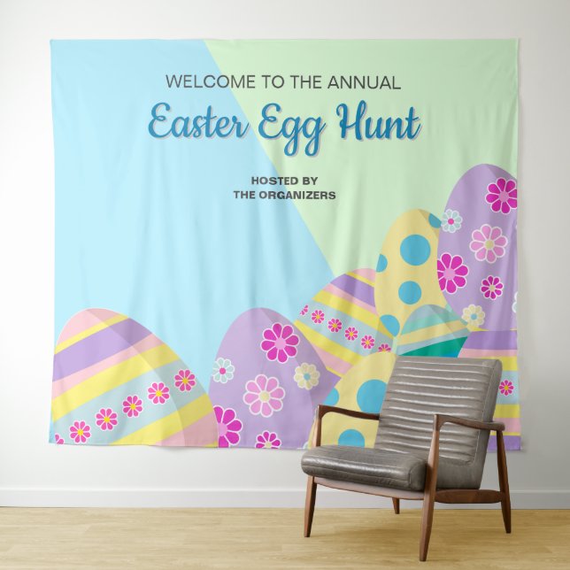 Personalized Annual Easter Egg Hunt photo backdrop Tapestry (In Situ (Horizontal))