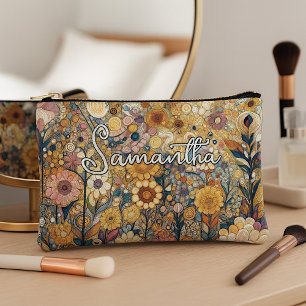 Personalized Antique Art Nouveau Floral Painting Accessory Pouch
