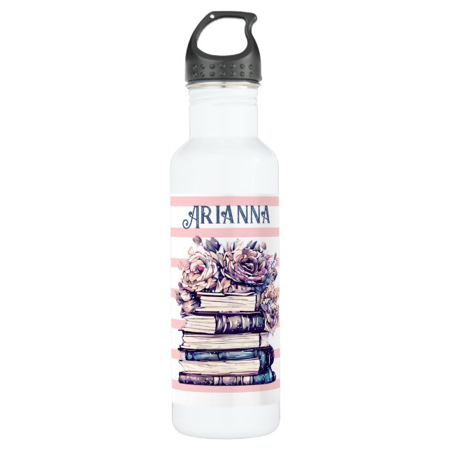 Personalized Antique Books and Roses   710 Ml Water Bottle (Front)