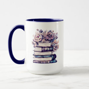Personalized Antique Books and Roses   Mug