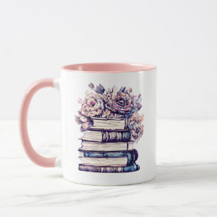 Personalized Antique Books and Roses Mug