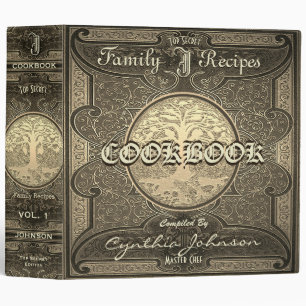 Personalized Antique Family Recipe Cookbook Binder