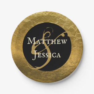 Personalized Antique Golden Faux Metal 7 inch Paper Plate