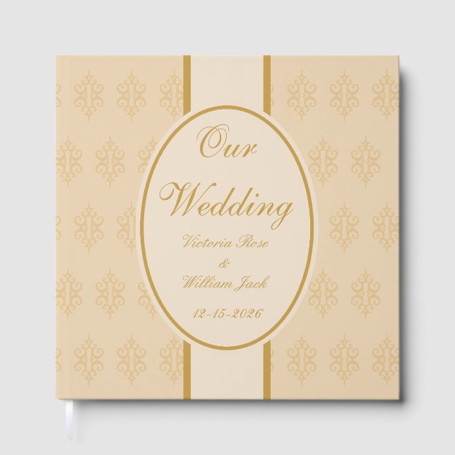 Personalized Antique Lace Wedding Guestbook  (Front)