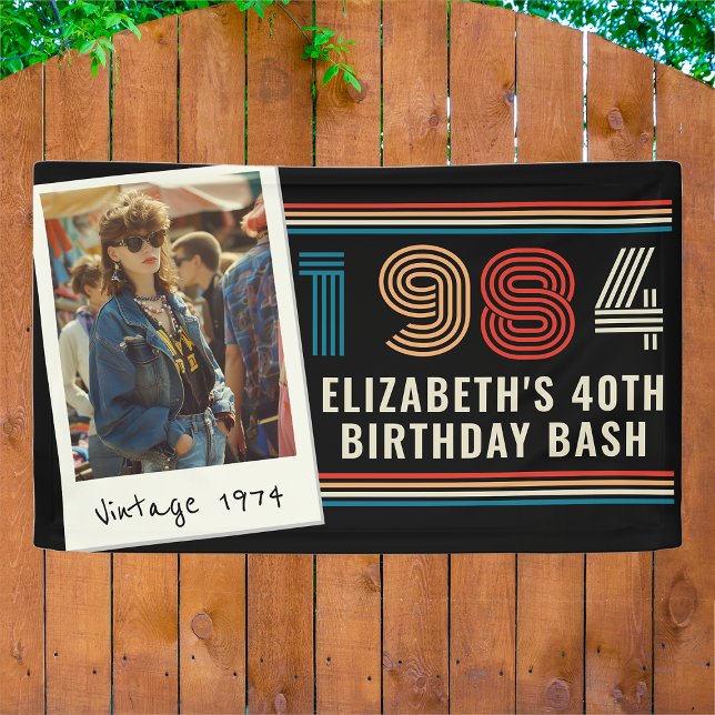Personalized Any Age Vintage Custom Photo Birthday Banner (Creator Uploaded)