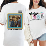 Personalized Any Age Vintage Photo Birthday Cool T-Shirt<br><div class="desc">Celebrate your special day in timeless style with our Personalized Any Age Vintage Photo Birthday Cool T-Shirt! Whether you're commemorating a milestone like a 70th, 80th, or 90th birthday, or embracing the excitement of turning 21, 30, 40, 50, or 60, our shirt adds a touch of classic nostalgia to your...</div>
