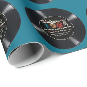 Personalized Any Age Vintage Rock N' Roll Birthday Wrapping Paper