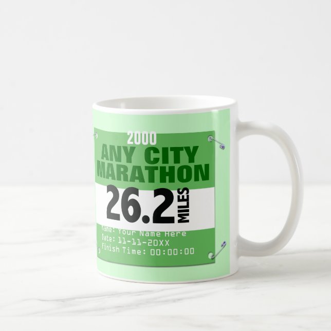 Personalized Any City Marathon, 26.2 Miles Race Coffee Mug (Right)