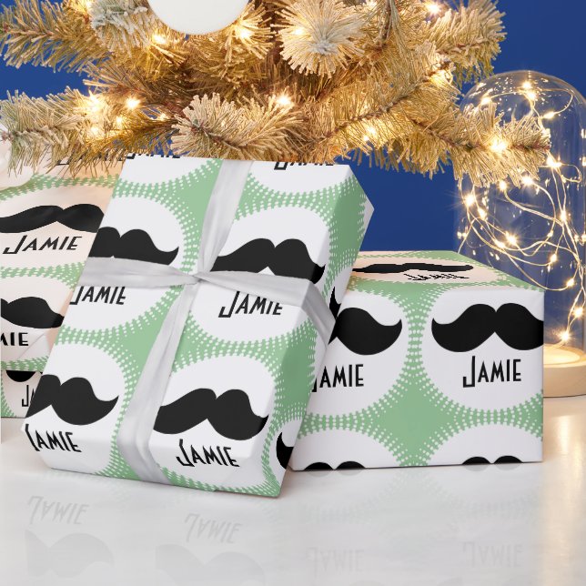 Personalized Any Colour Moustache Wrapping Paper (Holidays)
