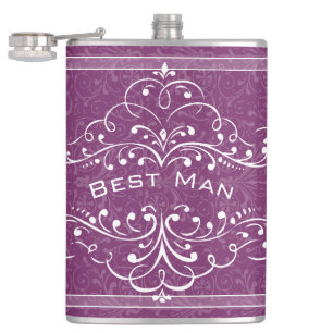 Personalized Any Colour Vintage Flourish Best Man Hip Flask