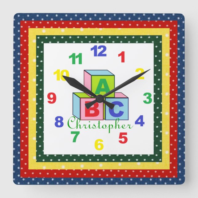 Personalized (ANY NAME) Child's Clock w/Numbers (Front)