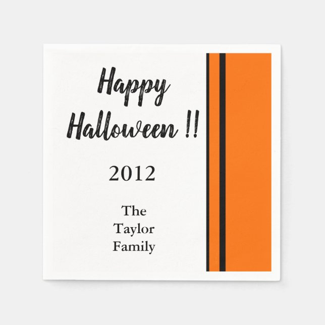 Personalized Any Name Trendy Happy Halloween Party Napkin (Front)