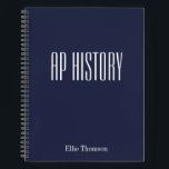 Personalized AP History Lined Paper Simple Design Notebook<br><div class="desc">A cute,  trendy notebook to take to history class or for homework with a simple,  minimalist cover in pretty navy blue and space for the school subject and your name to be personalized.</div>
