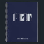 Personalized AP History Lined Paper Simple Design Notebook<br><div class="desc">A cute,  trendy notebook to take to history class or for homework with a simple,  minimalist cover in pretty navy blue and space for the school subject and your name to be personalized.</div>