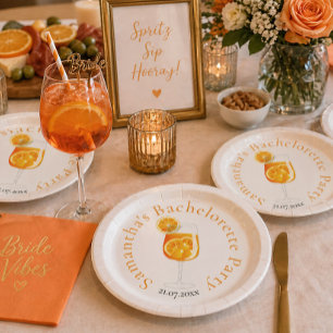 Personalized Aperol Spritz Bachelorette Party  Paper Plate