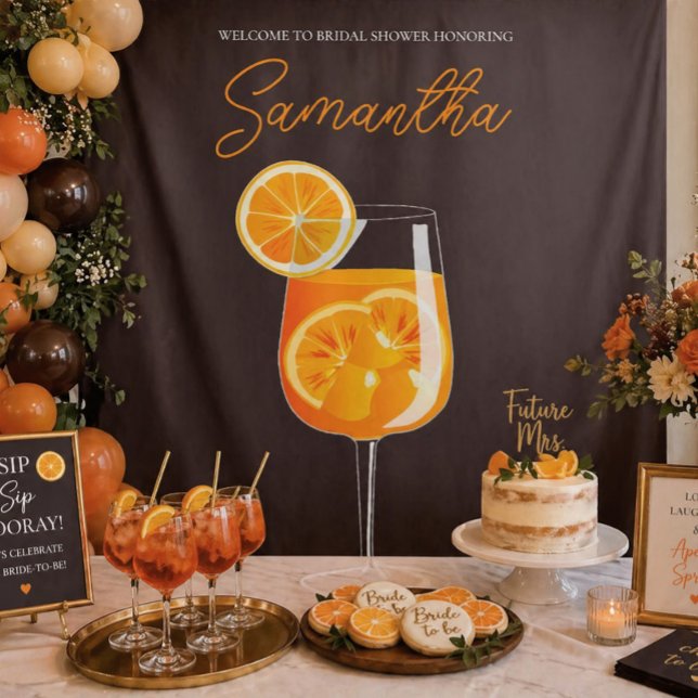 Personalized Aperol Spritz Bridal Shower Backdrop Tapestry (Creator Uploaded)