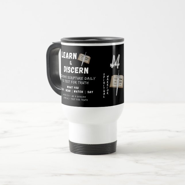 Personalized Apologetics Berean Bible Verse Script Travel Mug (Front Left)