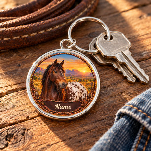 Personalized Appaloosa Horse Desert Sunset Keychain