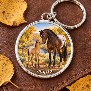 Personalized Appaloosa Mare and Foal Keychain