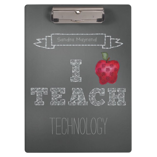 Personalized Apple Chalkboard I Teach Clipboard (Front)