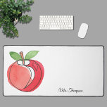 Personalized Apple Desk Mat<br><div class="desc">This stylish desk pad is decorated with a red apple.
Easily customizable. Perfect as a teacher's gift.
Original Watercolor © Michele Davies.</div>