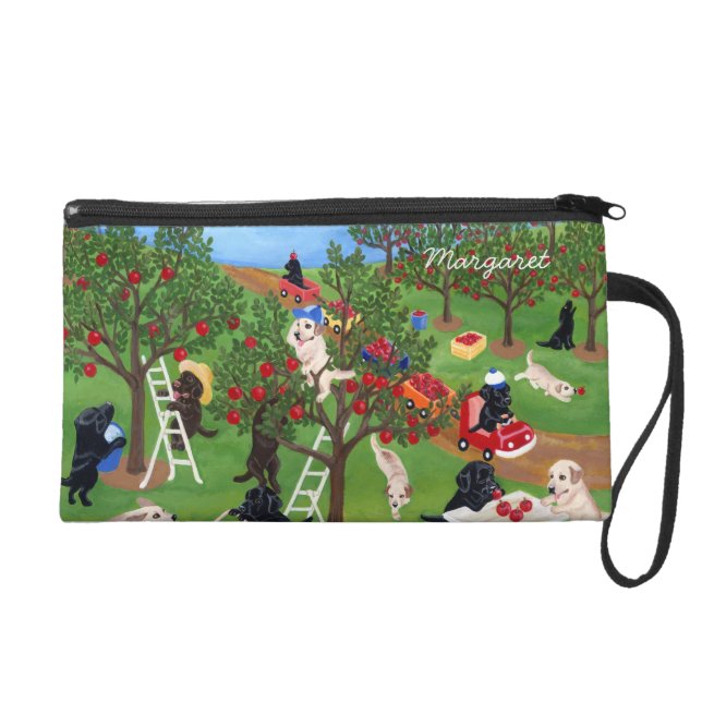 Personalized Apple Farm Labradors Wristlet (Front)