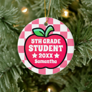Personalized Apple Fifth Grade Student Photo Ceramic Ornament