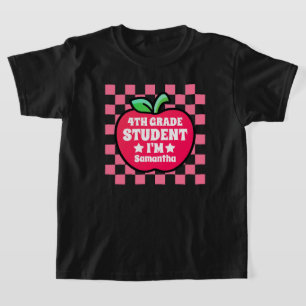 Personalized Apple Fourth Grade Student Name T-Shirt