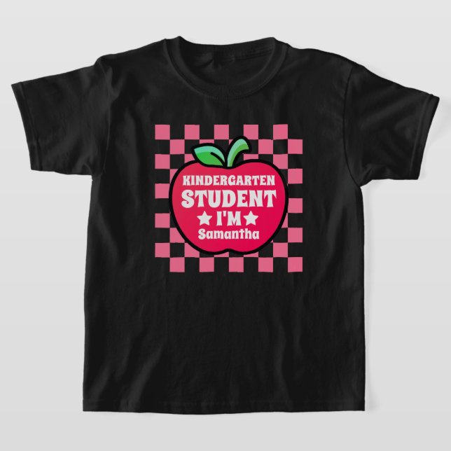 Personalized Apple kindergarten Student Name T-Shirt (Laydown)