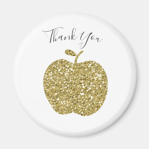 Personalized Apple Magnet for Teacher Faux Gold