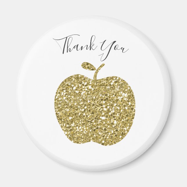 Personalized Apple Magnet for Teacher Faux Gold (Front)