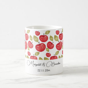 Personalized Apple Pattern Watercolor Hand-painted Coffee Mug