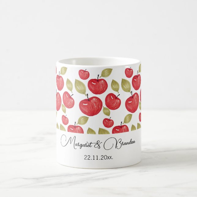 Personalized Apple Pattern Watercolor Hand-painted Coffee Mug (Center)