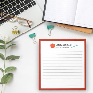 Personalized Apple Pencil Teacher Appreciation Notepad