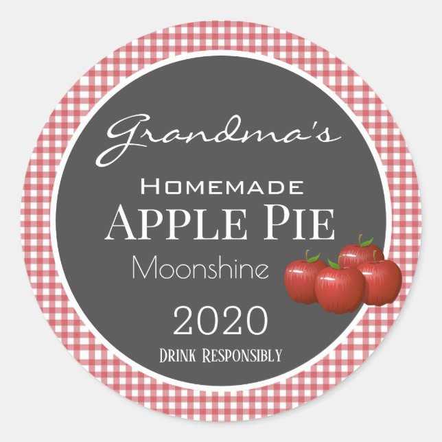 Personalized Apple Pie Moonshine Chequered Label (Front)