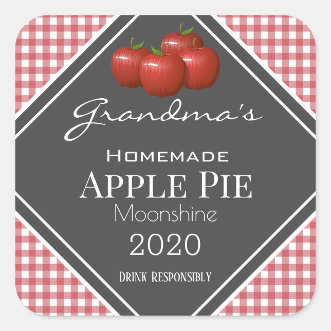 Personalized Apple Pie Moonshine Chequered Label (Front)